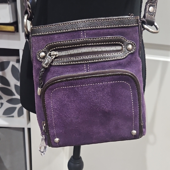 Coldwater Creek Handbags - Coldwater Creek Purple Crossbody Bag with Silver Accents